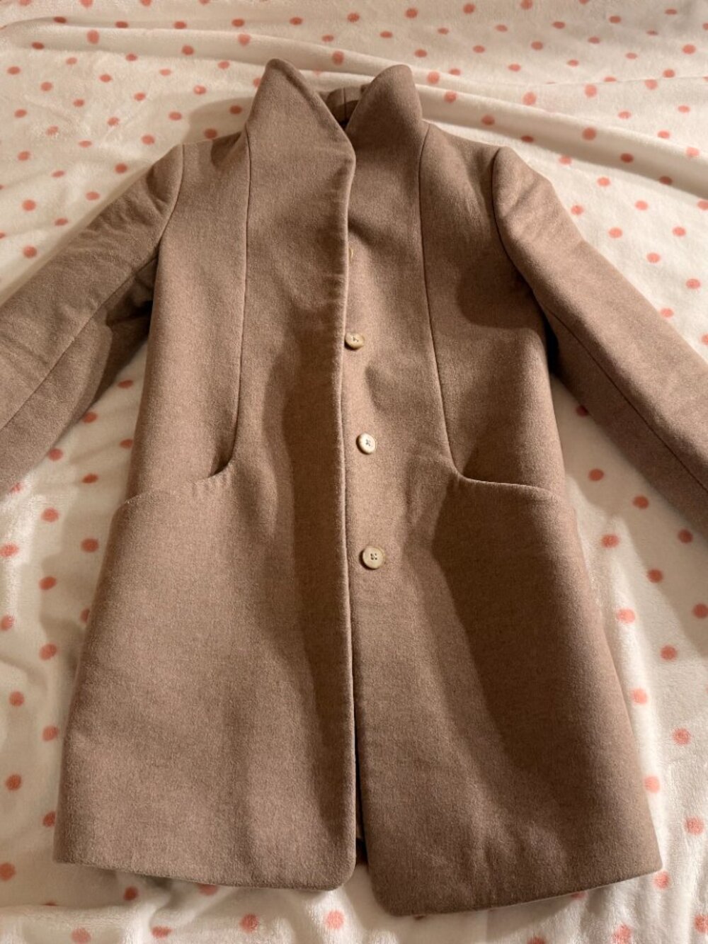 Aritzia Wilfred Cocoon Wool Mid-Length Coat, Taupe - Size XXS